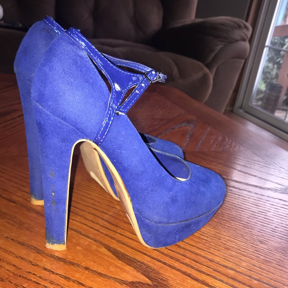 Blue Suede High Heels